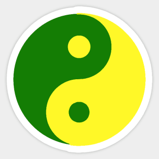 Yin Yang in green and yellow Sticker